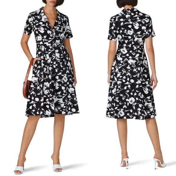 Jason Wu x RTR Black White Floral Collared 100% Cotton Dress - Picture 1 of 6